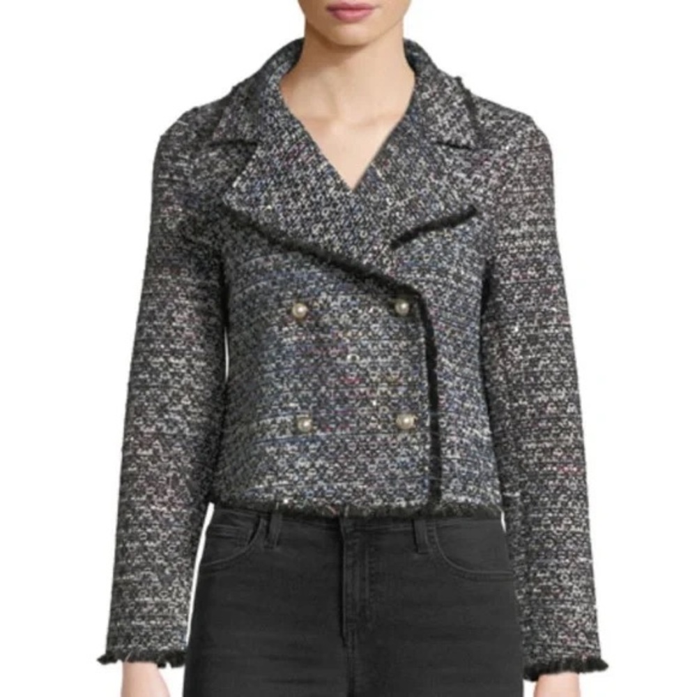Cupcakes and Cashmere Woven Jacket Tweed Blazer pearl buttons Women Size XSmall